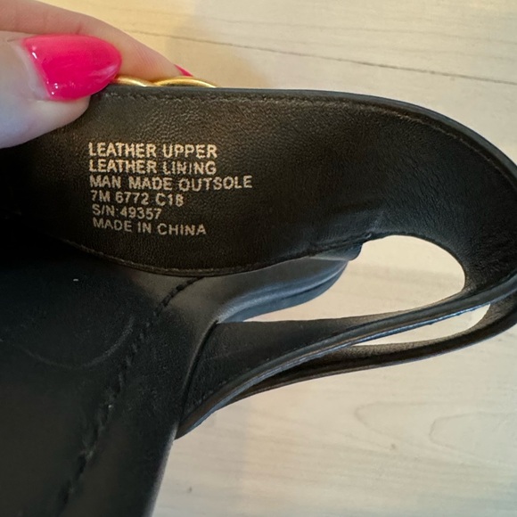 Tory Burch Marsden Flat Thong Sandal Black Leather Size 7 With Dust Bag - Picture 9 of 9